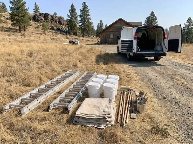 The Coeur d'Alene Premium Painters crew on-site at a lake house repaint