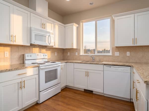 Kitchen cabinets after refinishing